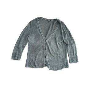Talbots Women's Gray 3/4 Sleeve Button Up Cardigan Sweater Size XL